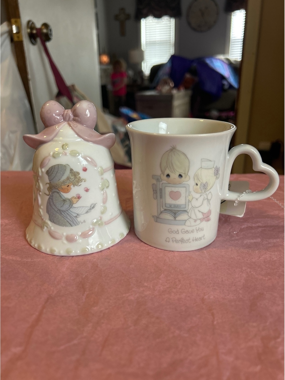 Precious moments bell & mug